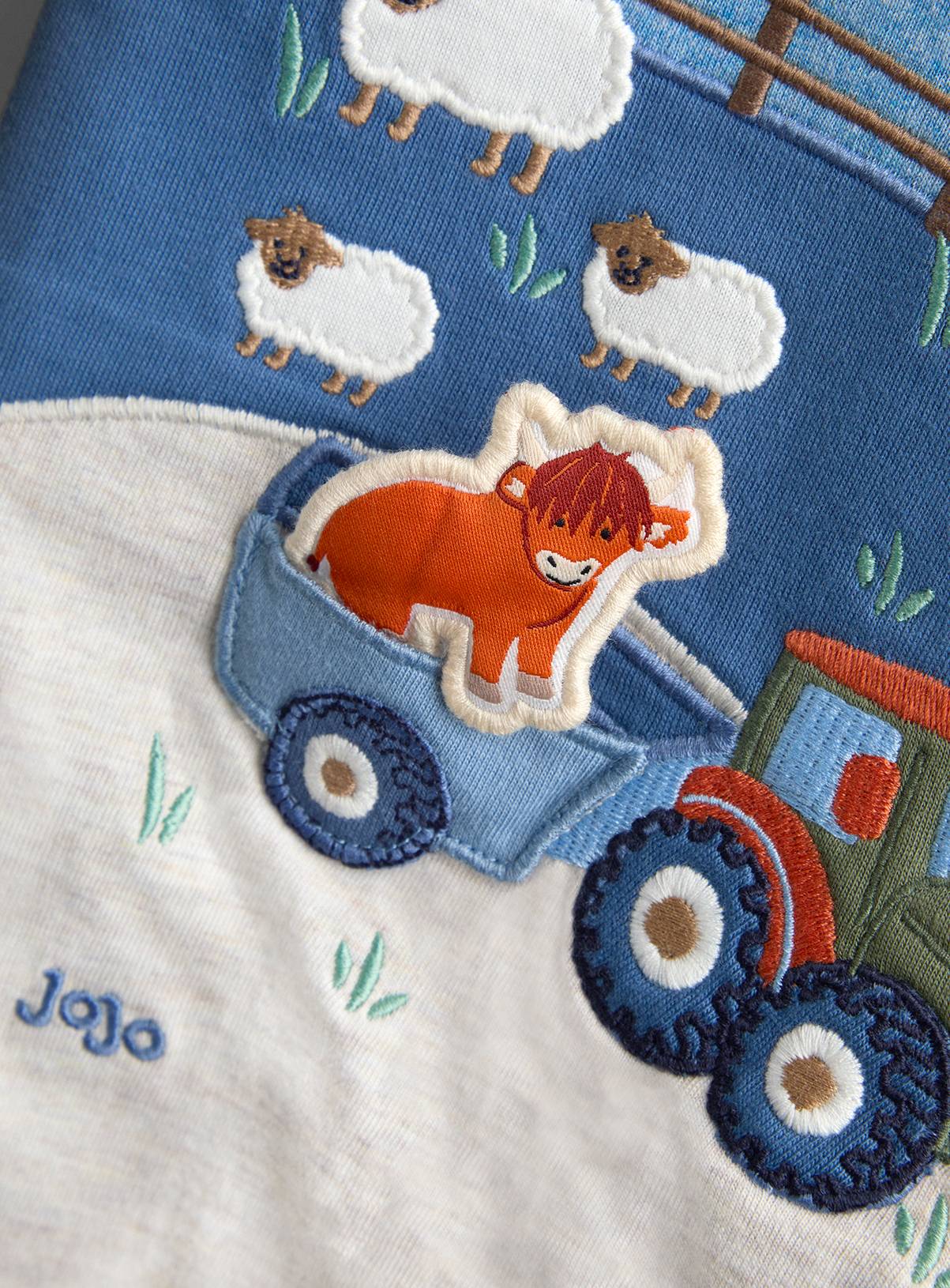 JOJO MAMAN BÉBÉ Tractor Scene Applique Romper 6-12 months - Image 4